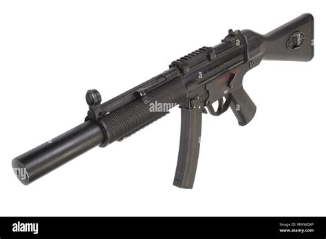 Submachine Gun Mp5 With Silencer Isolated Stock Photo Alamy