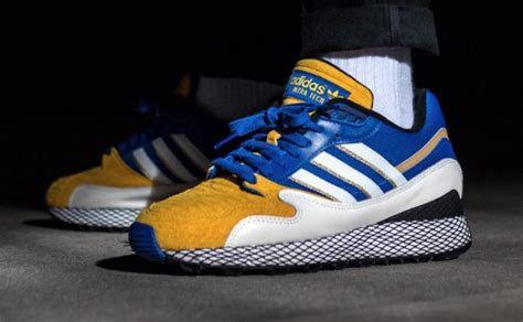 Vegeta's adidas ultra tech is covered in a combination of nubuck, leather and neoprene upper to reflect the character's signature armor costume finally, a black netted overlay on the white midsole and black rubber outsole completes the design. Power Up With The Dragon Ball Z x adidas Ultra Tech Vegeta ...