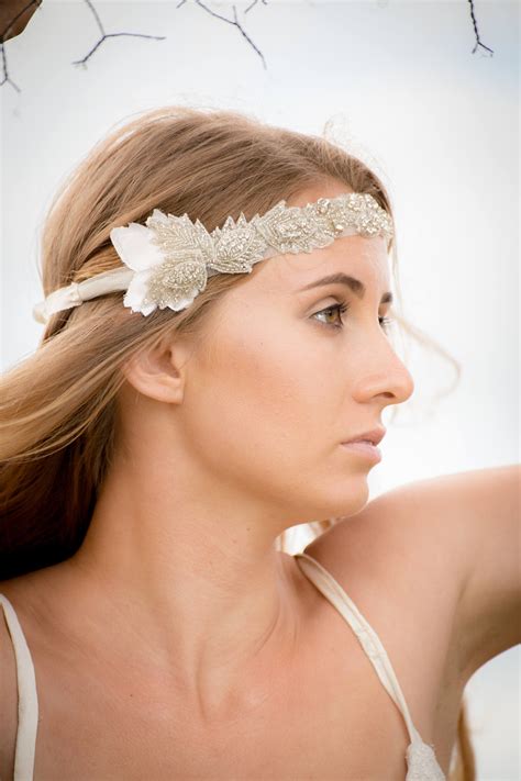 Boho Bridal Head Piece Bridal Gatsby Headband Boho Etsy Bohemian Hair Accessories Bridal