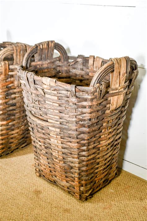 3pc Lot Of French Gathering Baskets 30h 21 12 X 21