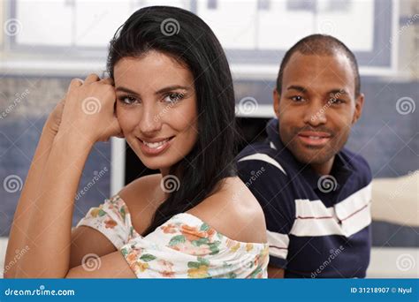 Portrait Of Beautiful Mixed Race Couple Smiling Stock Image Image Of
