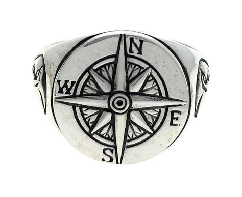 Men108 Sterling Silver Compass Mens Ring