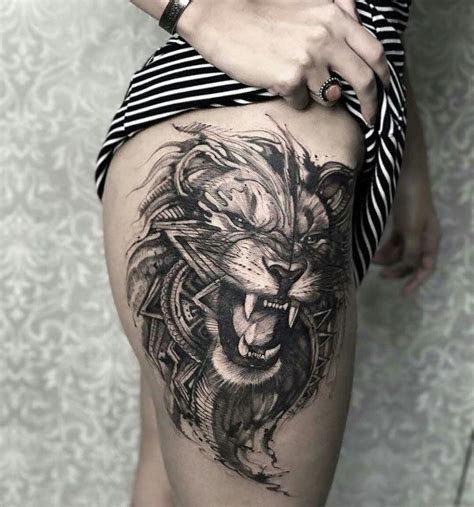 The 25 Best Lion Thigh Tattoo Ideas On Pinterest Lion
