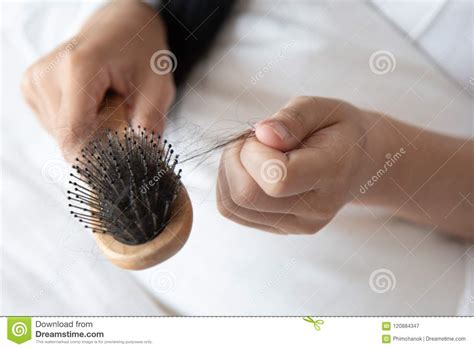 Woman Looking At Her Hair For Hair Loss Problem Stock Image Image Of