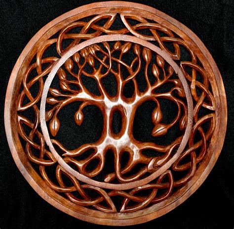 Celtic Knot Tree Of Life Hand Carved Wood Wall Art Panel Carved Wood