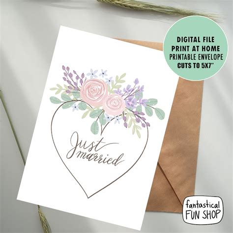Wedding Card Printable Just Married Card Congratulations Etsy