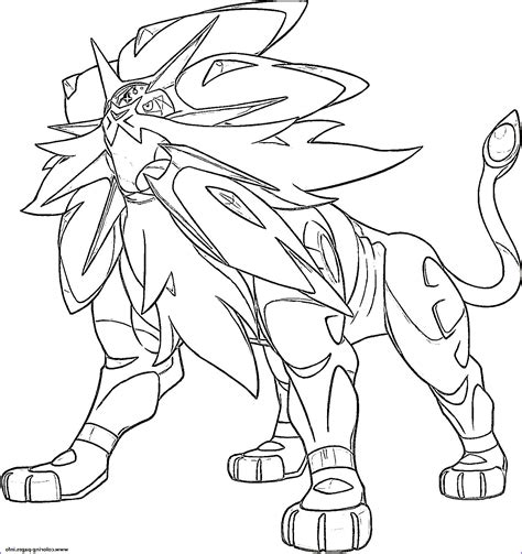 Legendary Pokemon Coloring Pages Solgaleo Thekidsworksheet