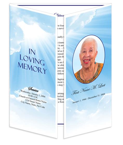 Blue Sky Funeral Program Template Funeral Program Template Images