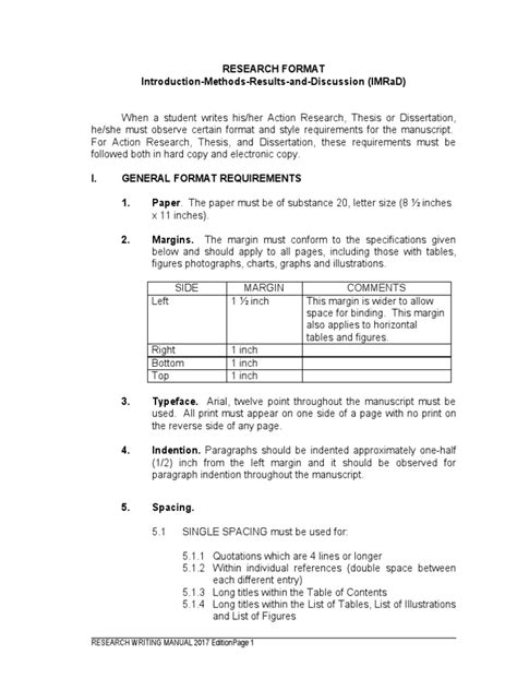 Is the most commonly used format in scientific article and journal writing and is used widely across most scientific and research fields. Imrad Research Format Final Copy for CD 1 | Thesis ...