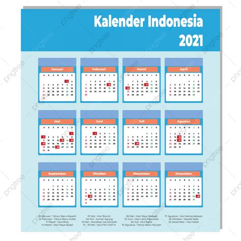 Indonesia Calendar 2021 Template Download On Pngtree