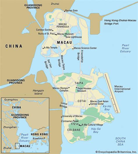 Map Of The Macau Sar Showing Its Various Components Including The
