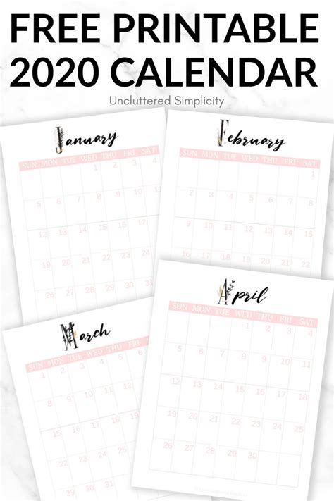 Free 2020 Printable Calendar To Help You Organize Your Life