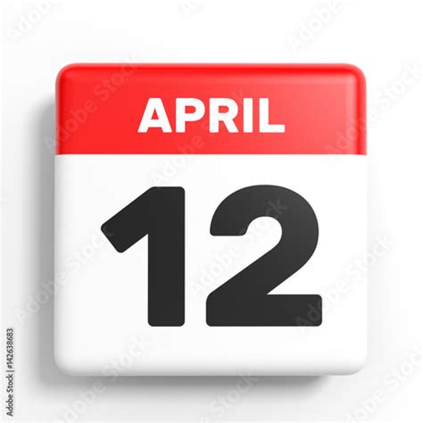 April 12 Calendar On White Background Stockfotos Und Lizenzfreie