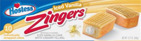 Hostess Iced Vanilla Zingers Snack Cakes 10 Ct 127 Oz Foods Co