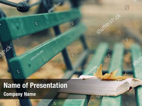 Leaf Open Book Lying Bench Powerpoint Template Leaf Open Book Lying