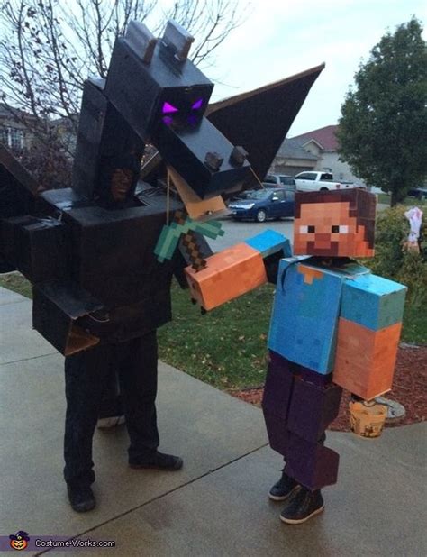 Minecraft Steve And Ender Dragon Costume In 2023 Minecraft Halloween Costume Halloween