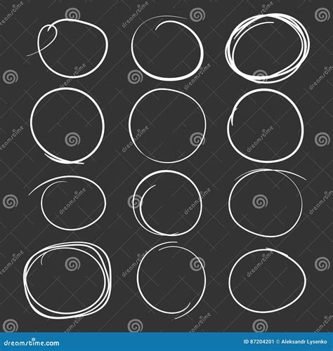 Set Of The Hand Drawn Scribble Circles Stock Vector Illustration Of