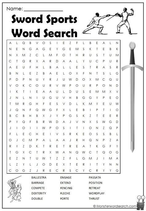 Sword Sports Word Search Kids Word Search Word Find