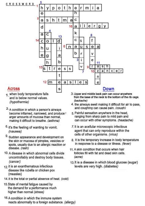 Diseases Crossword Ingles Tecnico Studocu