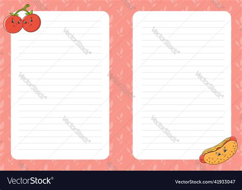 Colored Sheet Template For Notes Paper Page Vector Image