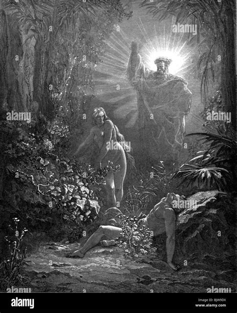 Religion Biblical Scenes Adam And Eve Paradies Creation Of Eve Wood Engraving By Gustave
