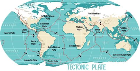 World Map Showing Tectonic Plates Boundaries 2775914 Vector Art At Vecteezy