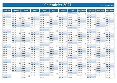 Numéro De Semaine 2021 Liste Dates Et Calendrier 2021 Avec Semaine à