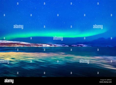 Norway Lapland County Of Finnmark Kirkenes Aurora Borealis Over The