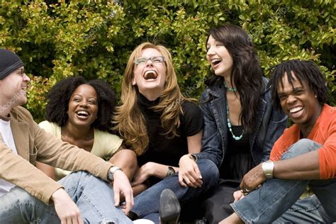 Diverse group of people talking and laughing. — Stock Photo ...