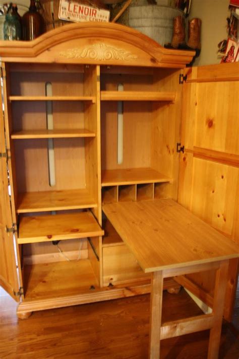I really love this craft table armoire. Broyhill Pine FONTANA Office Computer ARMOIRE for desk, tv ...