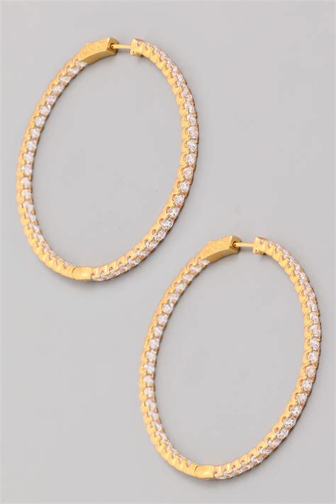 Gold Cz Studded Hoop Earrings New Arrivals
