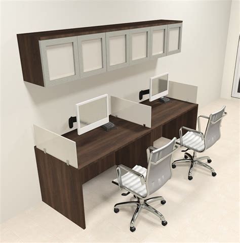 Two Person Modern Divider Office Workstation Desk Set Ch Amb Sp84
