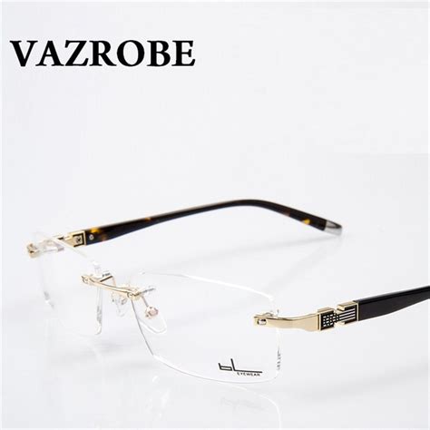 buy vazrobe rimless gold glasses men eyeglasses frames for male optical