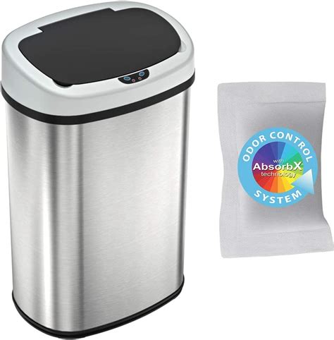 Itouchless 13 Gallon Oval Sensor Touchless Trash Can With Odor Control