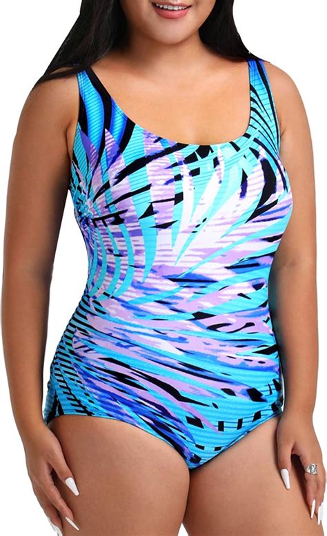 FULLFITALL Plus Size Bathing Suits For Women One Piece Swimsuits Tummy Control Athletic Training