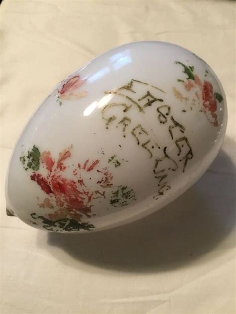 True Antique Large Victorian Hand Blown Milk Glass Easter Egg Easter