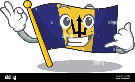 Bandera De Barbados En Dibujos Animados Con El Personaje De Llamarme