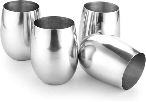 Set Of 4 Stainless Steel Glass Drinkware Avador Business Group Inc