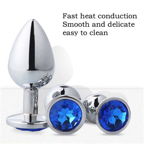 Jeweled Anal Butt Plug Stainless S M L Set Sex Toy For Women Men Metal Blue Ebay