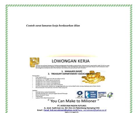 Contoh surat lamaran kerja di bank mandiri. Contoh Surat Lamaran Kerja Di Matahari Departemen Store - Kumpulan Kerjaan