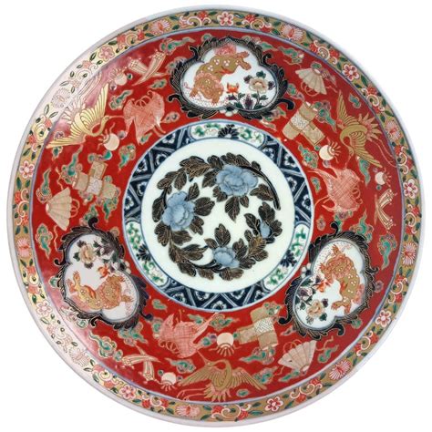 19th Century Japanese Imari Pottery Dish With Cranes At 1stdibs