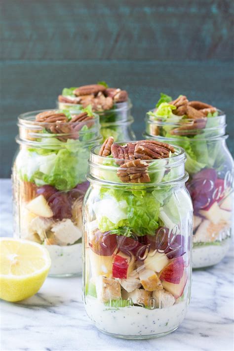 Chicken Salad Mason Jar Salads With Creamy No Mayo Dressing