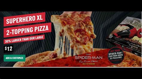 new papa john s xl superhero pizza featuring spider man far from home youtube