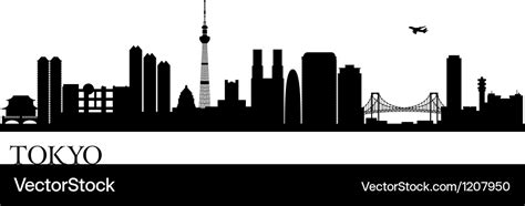 Tokyo Silhouette Black Royalty Free Vector Image