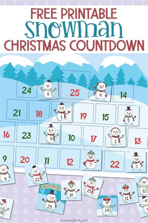 Free Printable Snowman Christmas Countdown Calendar For Kids Kids