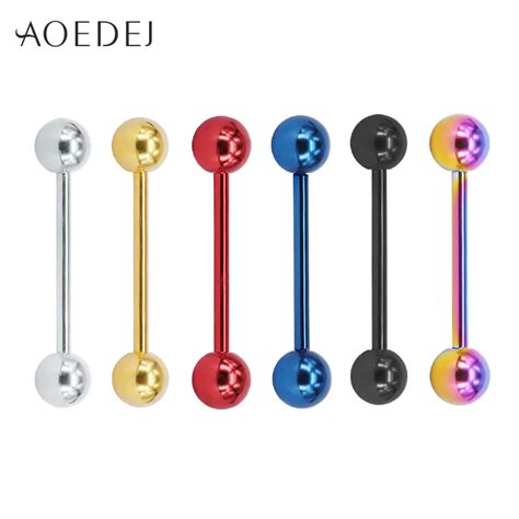 aoedej 6 colors tongue piercing barbells stainless steel tongue rings balls womens mens tongue
