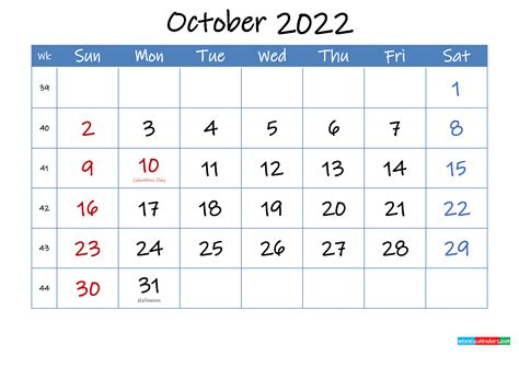 October 2022 Printable Blank Printable Calendar 2022 Pdf October News