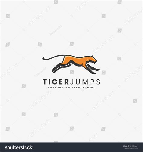 Vector Logo Illustration Tiger Jumps Mascot Stock Vector Royalty Free