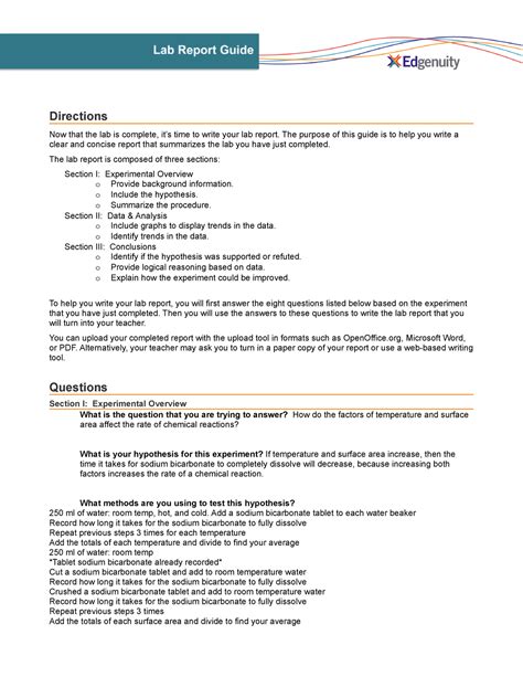 Lab Report Guide Edgenuity Lab Report Directions Now That The Lab