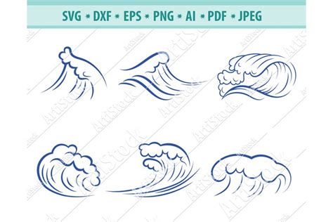 Wave SVG Sea Waves Svg Ocean Waves Svg Sea Dxf 423112
